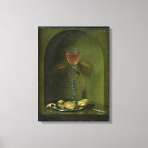 Stilleben med bröd- och vinexponeringsglas canvastryck