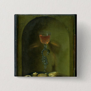 Stilleben med bröd- och vinexponeringsglas knapp