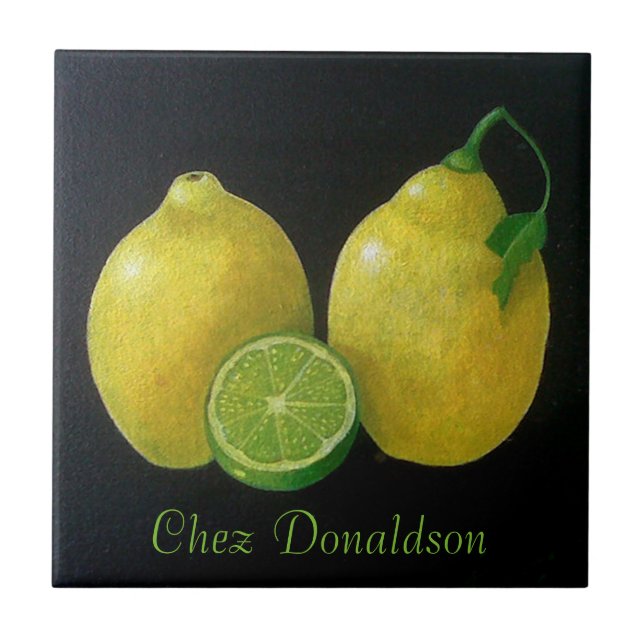 Stilleben med citroner kakelplatta (Framsidan)