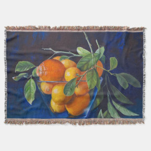 Stilleben med citroner och orange gren filt