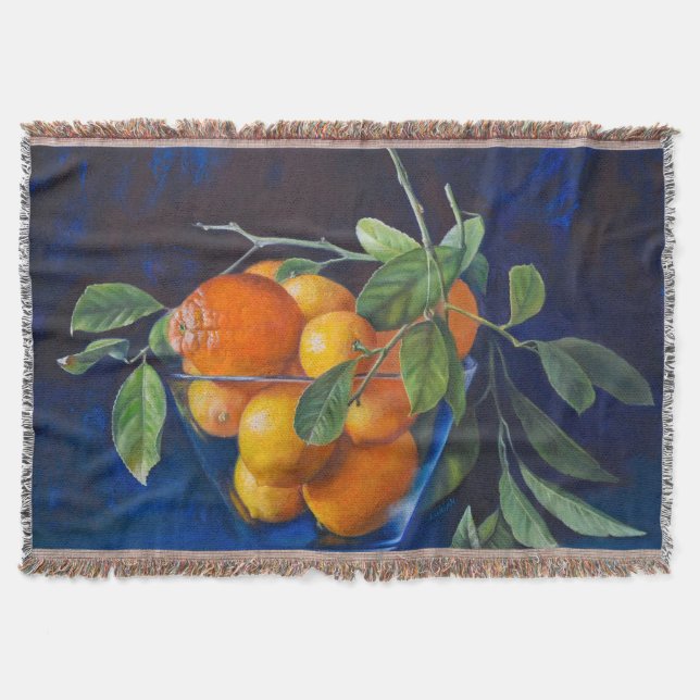 Stilleben med citroner och orange gren filt (Framsidan)