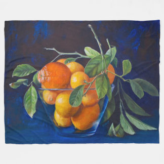Stilleben med citroner och orange gren fleecefilt