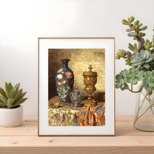 Stilleben med cloisonnévas poster