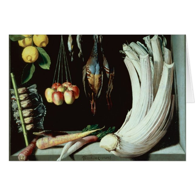 Stilleben med döda fåglar, frukt och hälsningskort (Framsidan Horizontal)