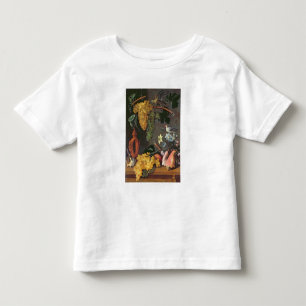 Stilleben med druvor, fåglar och blommor t-shirt