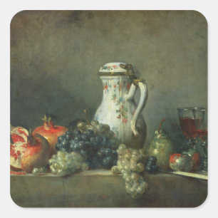 Stilleben med druvor och Pomegranates, 1763 (olja Fyrkantigt Klistermärke