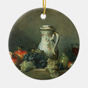 Stilleben med druvor och Pomegranates, 1763 (olja Julgransprydnad Keramik
