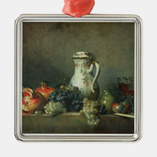 Stilleben med druvor och Pomegranates, 1763 (olja Julgransprydnad Metall