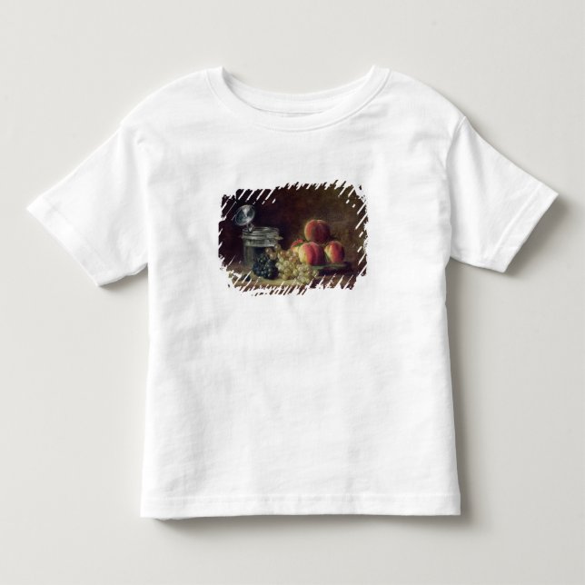 Stilleben med en basket av persikor tee (Framsida)