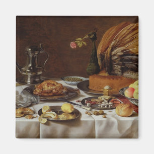 Stilleben med en påfågelpaj, 1627 magnet