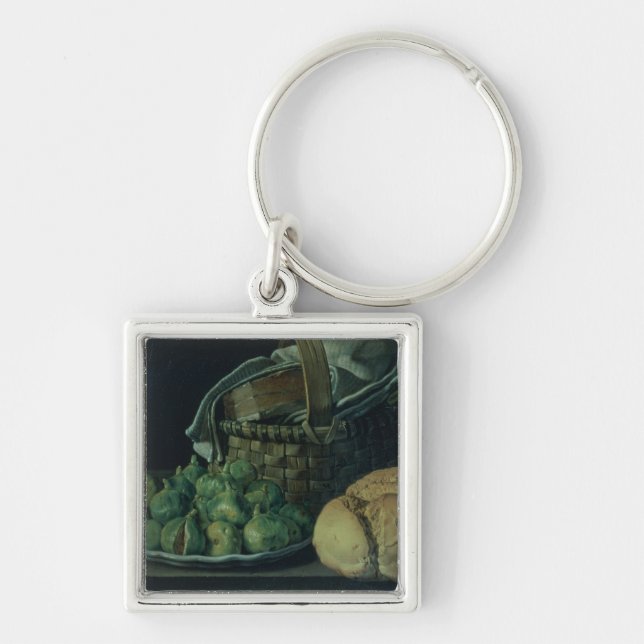 Stilleben med Figs, 1746 Fyrkantig Silverfärgad Nyckelring (Framsidan)
