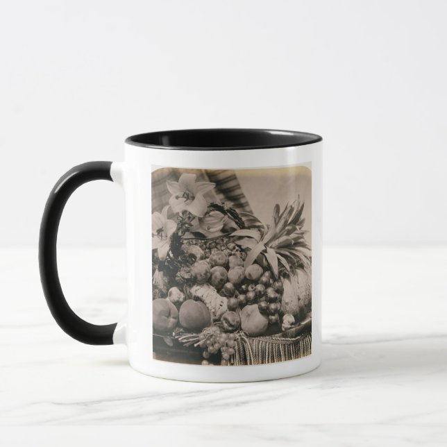 Stilleben med frukt, 1860 (sepiafotoet) mugg (Vänster)