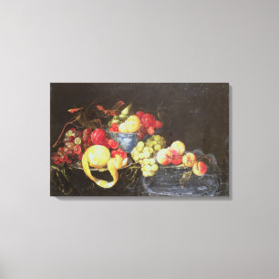 Stilleben med frukt i den Delft bunken, däribland Canvastryck