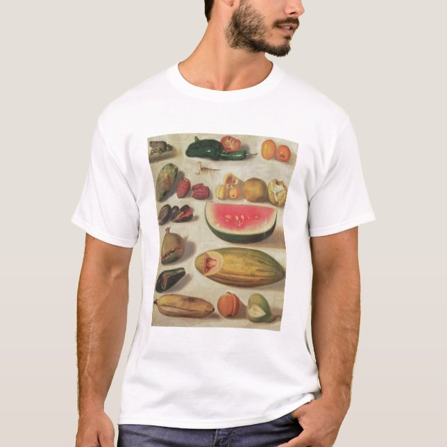 Stilleben med frukt och padda tee (Framsida)
