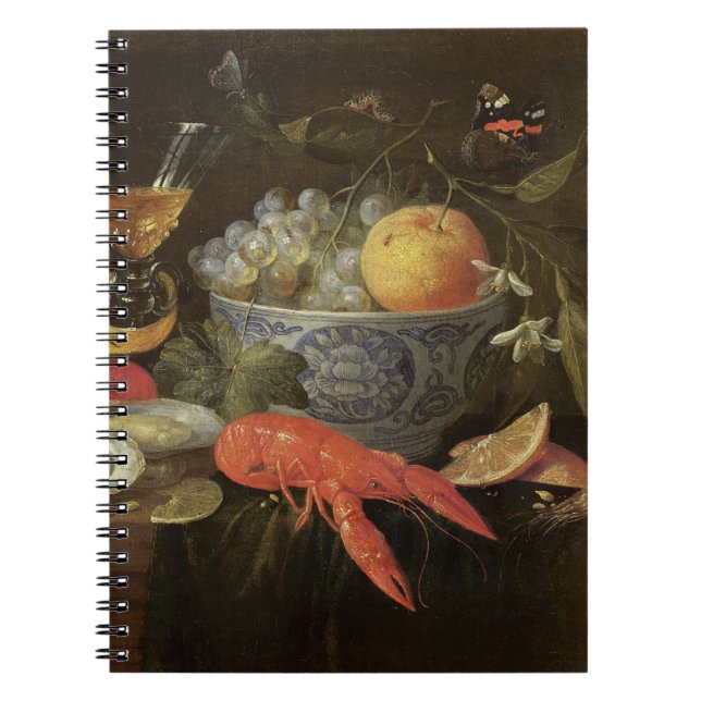 Stilleben med frukt och skaldjuret, 1653 (olja på anteckningsbok (Framsidan)
