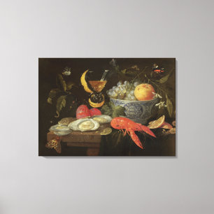 Stilleben med frukt och skaldjuret, 1653 (olja på canvastryck