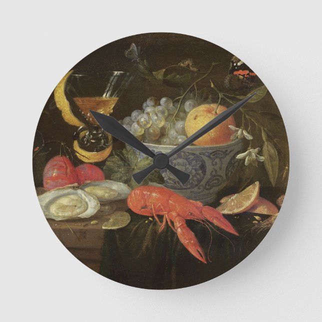 Stilleben med frukt och skaldjuret, 1653 (olja på rund klocka (Framsida)