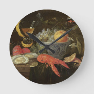 Stilleben med frukt och skaldjuret, 1653 (olja på rund klocka