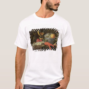 Stilleben med frukt och skaldjuret, 1653 (olja på tee shirt