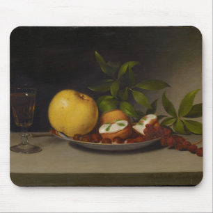 Stilleben med frukt, tårtor och vin, 1821 musmatta