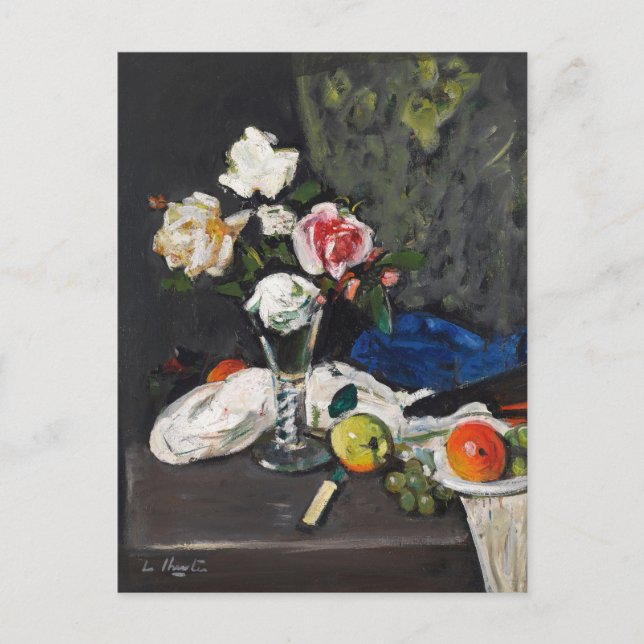 Stilleben med frukter och rosor | George Leslie Hu Vykort (Framsida)