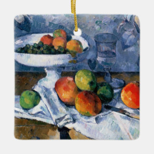 Stilleben med fruktmaträtten julgransprydnad keramik