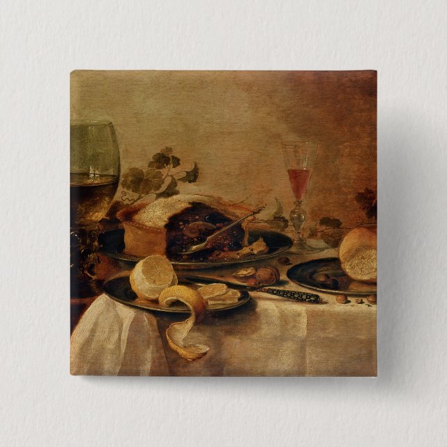Stilleben med fruktpajen, 1635 knapp (Framsida)