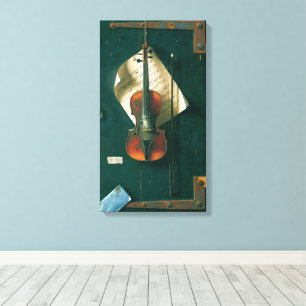 Stilleben med gammal violin av William Michael Har Canvastryck