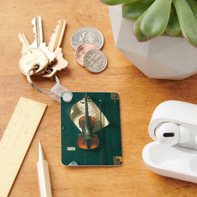 Stilleben med gammal violin av William Michael Har Nyckelring (Skrivbord)