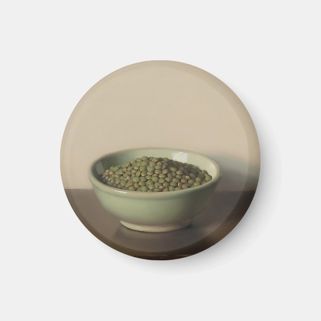 Stilleben med gröna linser magnet (Framsidan)