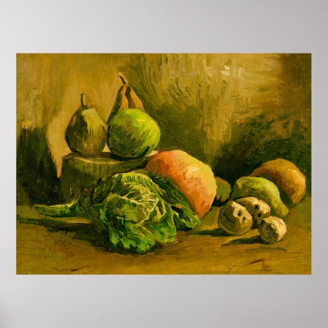 Stilleben med grönsaker och frukt av Van Gogh Poster (Framsidan)
