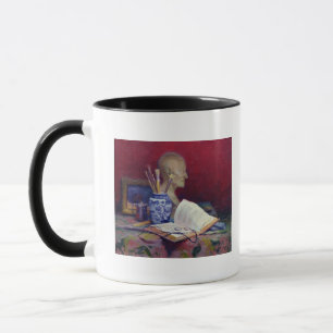 Stilleben med huvudet av Voltaire Mugg