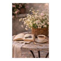 Stilleben med kaffebord i lantlig stil Blommig väg