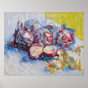 Stilleben med kål och lök av Van Gogh Poster