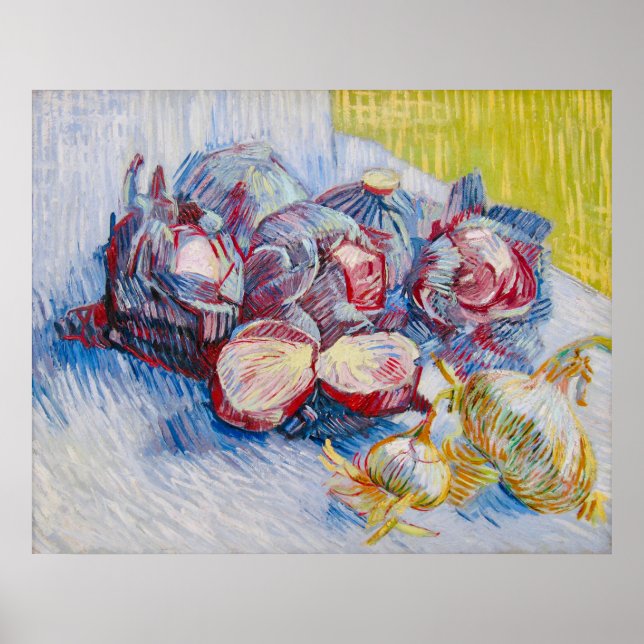 Stilleben med kål och lök av Van Gogh Poster (Framsidan)