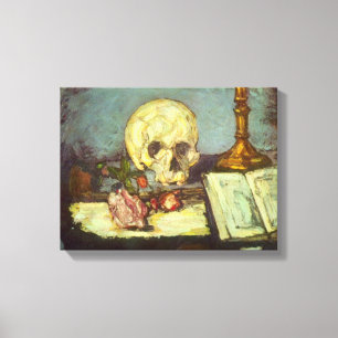 Stilleben med kalle, ljus och bok av Paul Cezanne Canvastryck