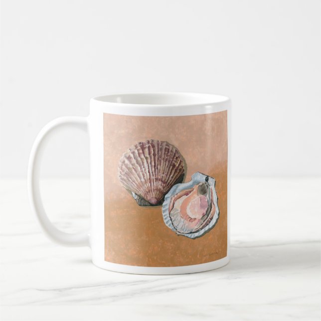 Stilleben med kammusslor kaffemugg (Vänster)