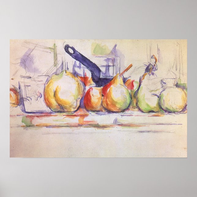 Stilleben med kastrull av Paul Cezanne Poster (Framsidan)