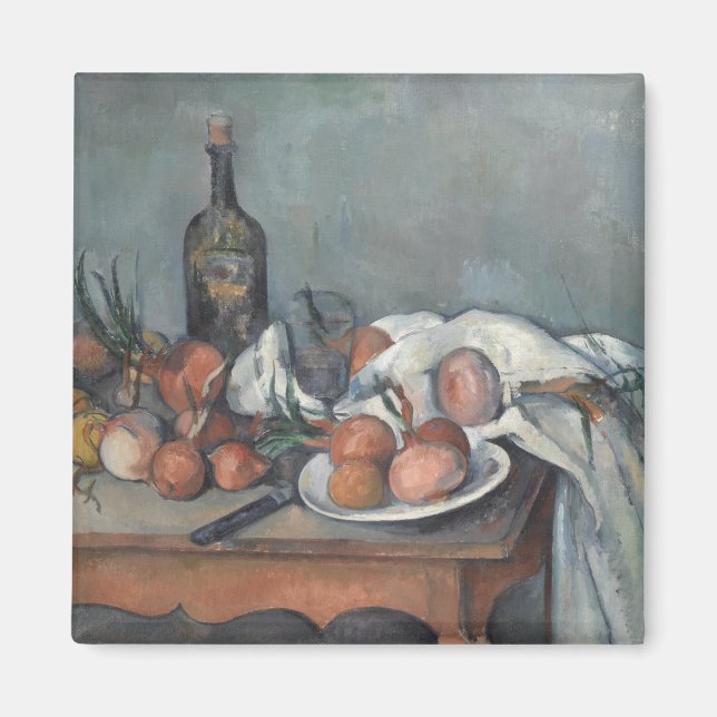 Stilleben med lök, Oljemålning, Paul Cezanne Magnet (Framsidan)