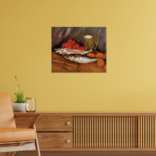 Stilleben med makrill, citroner, tomater, poster