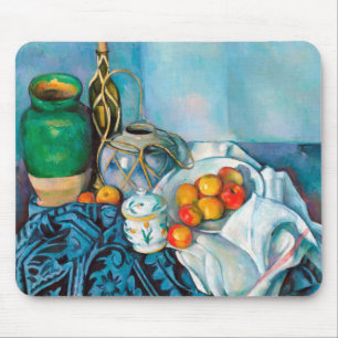 Stilleben med mat för äpplePaul Cézanne målnin Musmatta