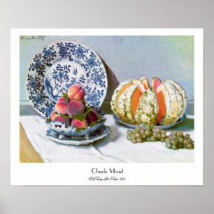Stilleben med melonen, Claude Monet 1872 Poster