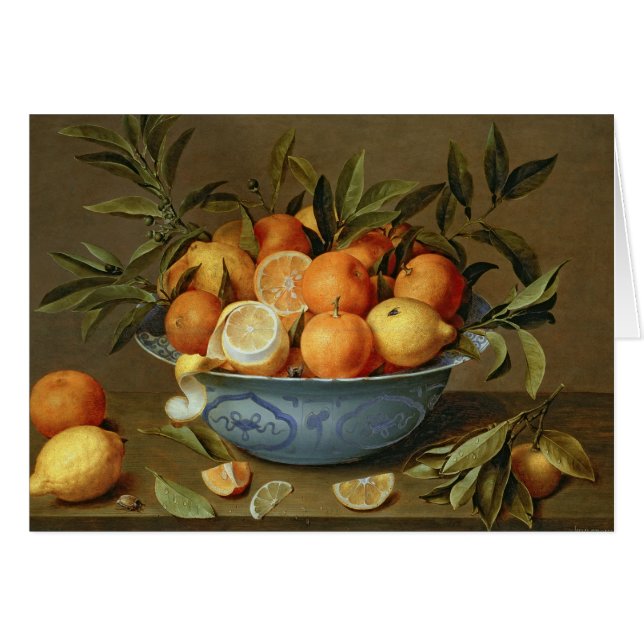 Stilleben med orangar och citroner hälsningskort (Framsidan Horizontal)