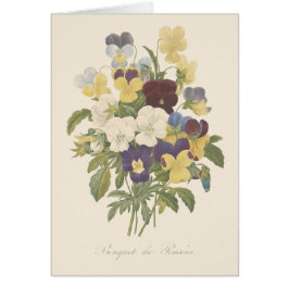 Stilleben med penséer Blomillustration Hälsningskort