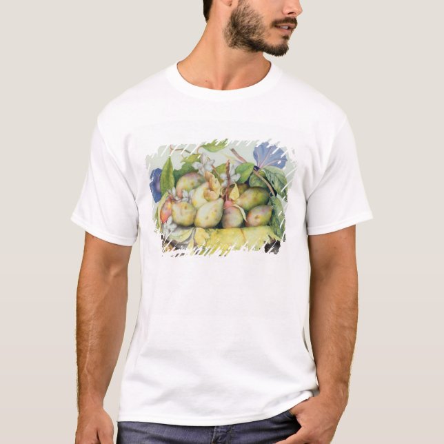 Stilleben med plommoner, valnötter och jasminen tee shirt (Framsida)