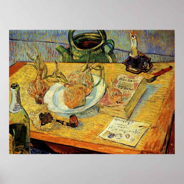 Stilleben med ritbräda av Vincent van Gogh Poster (Framsidan)
