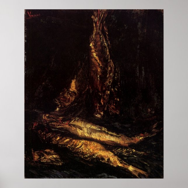 Stilleben med rökta sill av Vincent van Gogh Poster (Framsidan)