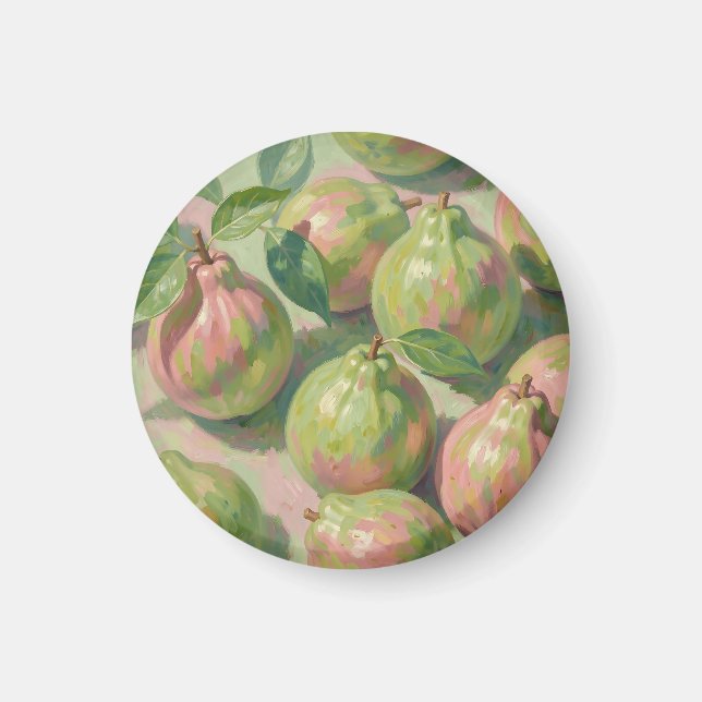 Stilleben med rosa grön guava magnet (Framsidan)