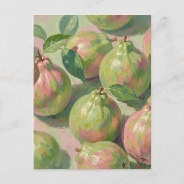 Stilleben med rosa grön guava vykort (Framsida)