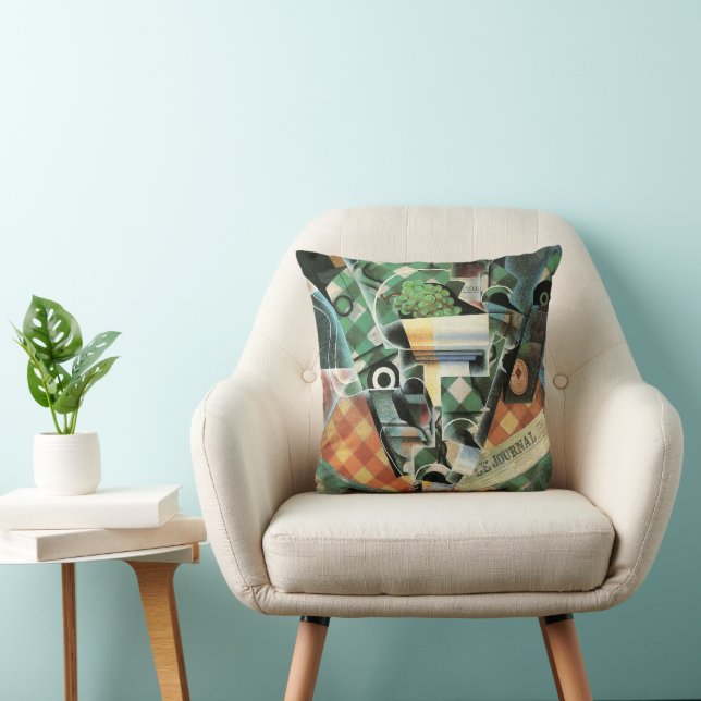 Stilleben med rutig bordsduk av Juan Gris Kudde (Stol)